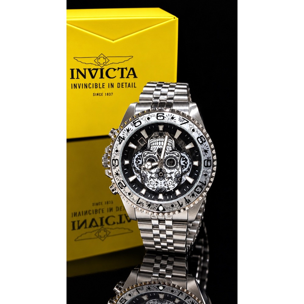 Invicta 48950 Pro Diver Dia de los Muertos Skull Watch 43mm Stainless Steel